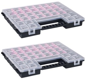 vidaXL Caixas com divisórias ajustáveis 2 pcs 385x283x50 mm plástico