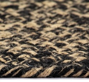 Tapete artesanal em juta preto e natural 120 cm