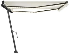 Toldo retrátil manual com LED 450x300 cm cor creme