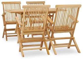 vidaXL Conjunto de jantar p/ jardim 5 pcs madeira teca maciça