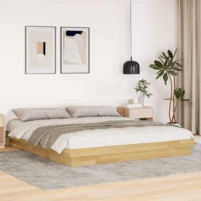 Estrutura de cama sem colchão 200x200 cm maciça de carvalho