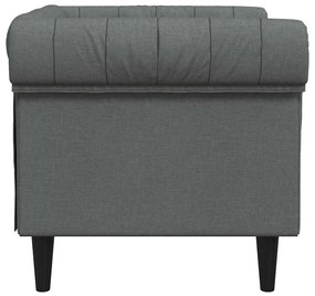 Sofá chesterfield tecido cinzento-escuro
