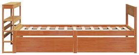 Cama sem colchão 75x190 cm madeira de pinho maciça castanho-mel
