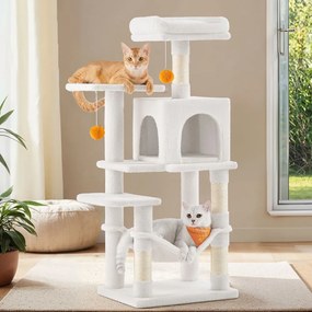 Arranhador para gatos com vários andares 45 x 35 x 112 cm branco