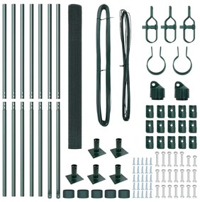 Cerca de Arame Welded com 7 Postes Flangeados Verde 1.4x10 m Aço