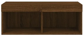 Móvel de TV com luzes LED 80x30x30 cm carvalho castanho