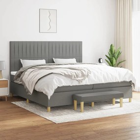 vidaXL Cama com molas/colchão 200x200 cm tecido cinzento-escuro