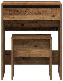 Mesa de Maquilhagem com Espelho Madeira Velha Madeira de Engenharia