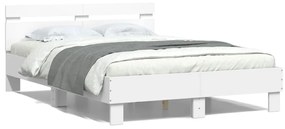 Estrutura de cama com cabeceira e luzes LED 120x190 cm branco