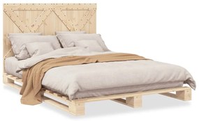 Estrutura de cama com cabeceira 160x200 cm pinho maciço