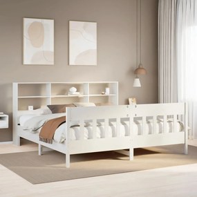 Cama sem colchão 180x200 cm madeira de pinho maciça branco