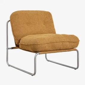 Poltrona Matilda Bouclé De Tecido Bouclé Amarelo Mel - Sklum