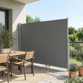 Toldo lateral 180 x 350 cm com caixa em liga de alumínio, extensível, opaco cinzento