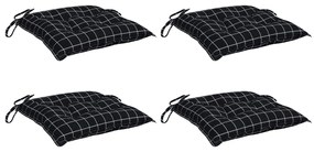 Almofadões p/ cadeira 4pcs 40x40x7cm tecido padrão xadrez preto