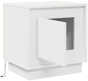 Mesa de cabeceira com luzes LED Branca 44x34,5x45 cm