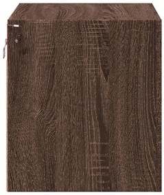 Mesa de cabeceira de parede com luzes LED carvalho castanho