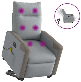 Poltrona elétrica reclinável massagens tecido cinzento-claro