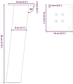 Pés para mesa de centro 4 peças aço natural 30 cm aço