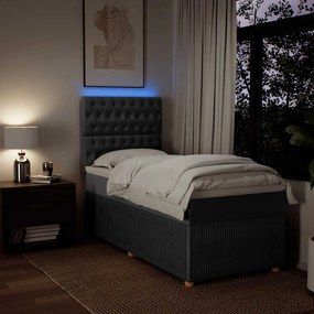 Cama com molas/colchão 100x200 cm tecido cinza-escuro
