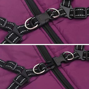 casaco para cães com arnês impermeável reflexivo roxo L48