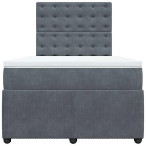 Cama boxspring com colchão 120x190 cm veludo cinzento-escuro