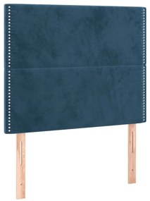 Estrutura de cama sem colchão 80x200 cm veludo azul-escuro