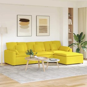 vidaXL Sofá modular com pufes e almofadas amarelo-claro