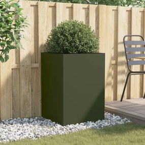 Vaso/floreira 52x48x75 cm aço verde azeitona