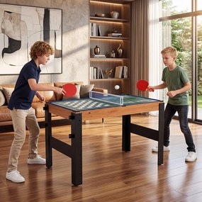 Mesa de Jogos Multifunções 14 em 1, 104 x 57 x 70 cm, Painéis de Jogo Empilháveis, Natural