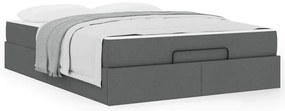 Estrutura da Cama Cinzento escuro 140 x 190 cm tecido