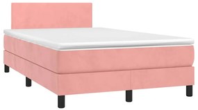Cama box spring c/ colchão luzes e LED 120x190 cm veludo rosa