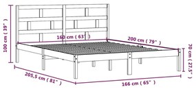 Estrutura de cama 160x200 cm madeira de pinho maciça branco