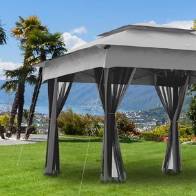 Tenda Dobrável Exterior 325x325x270 cm Tenda de Jardim com Teto Duplo