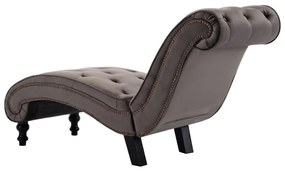 Chaise Longue Elia em Veludo -  Cinzento - Design Vintage