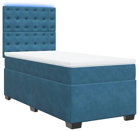 Cama boxspring com colchão 80x200 cm veludo azul