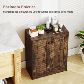 Armário de armazenamento 60 x 30 x 80 cm com portas e prateleiras ajustáveis Castanho