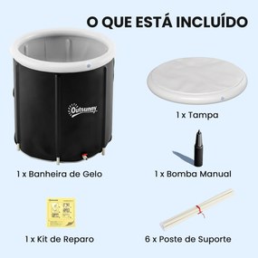 Banheira de Gelo 280L Insuflável Portátil para Recuperação de Atletas com Tampa e Bomba Ø78x71 cm