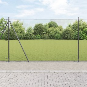 vidaXL Cerca de Fio Soldado com 7 Postes Flangados Cinza 1,6x10 m Aço