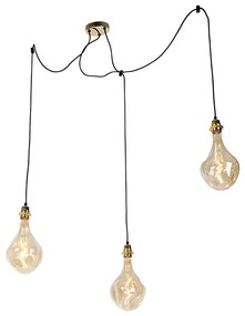 Candeeiro de suspensão dourado 3 luzes com LED dourado regulável - Cava Luxe Moderno