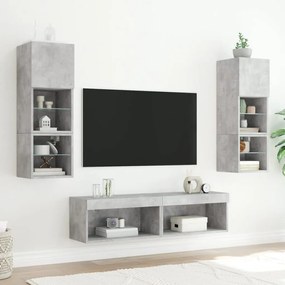 Móvel de TV com luzes LED 60x30x30 cm cinzento cimento
