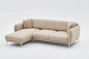 Sofá-Cama de Canto Simena – Bege Dourado – 266x133 cm