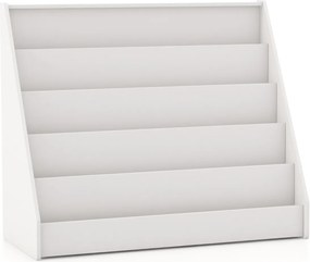 Estante infantil 91 x 38 x 76,5 cm de 5 níveis com pequeno porta-revistas para quarto infantil, sala de estar ou creche Branca
