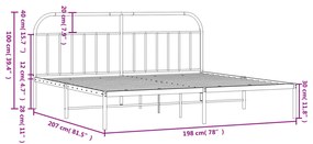 Estrutura de cama com cabeceira 193x203 cm metal branco