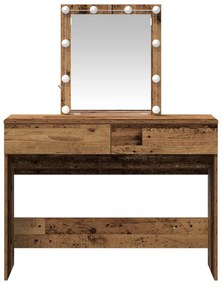 Mesa de Maquiagem com Espelho e Luzes LED Madeira Antiga e Madeira de