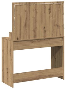 Mesa de Maquilhagem com Luzes LED em Carvalho Artesanal, 100x41x135 cm
