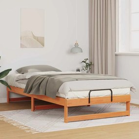 vidaXL Estrutura de Cama com Alças Castanho Madeira de pinho maciça