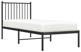 Estrutura de cama metal s/ colchão c/ cabeceira 75x190 cm preto