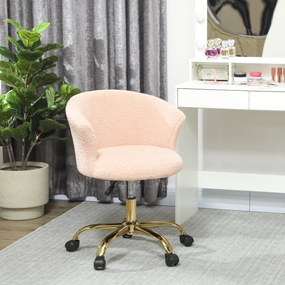 Cadeira de escritório, cadeira ergonómica de escritório com regulação de altura, cadeira giratória, base em aço, cor-de-rosa
