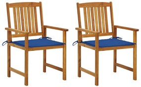 vidaXL Cadeiras de jardim com almofadões 2 pcs acácia maciça