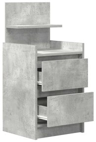 Mesa de cabeceira com 2 gavetas 38x34x80 cm cinzento cimento